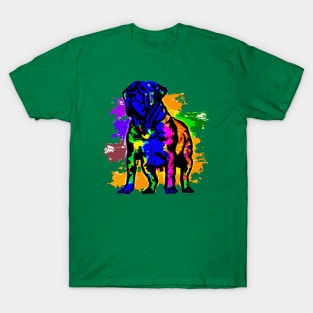 Mastiff Colorful Stencil Painting Artwork T-Shirt